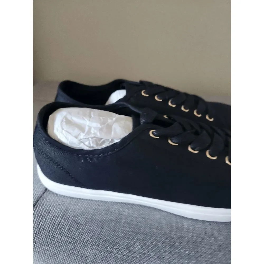 Ellos Lace Up Black Canvas Sneakers Size 8 - Picture 6 of 8